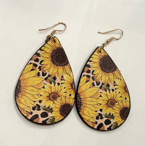 Leopard Sunflower Pink Bulldog Earrings