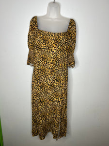 Leopard Blue Rain Womens Dress, 3XL