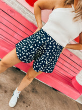 Load image into Gallery viewer, Navy Dalmatian leopard shorts
