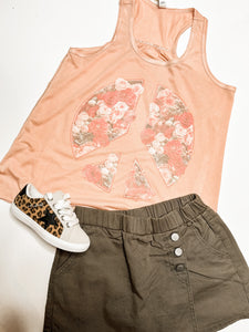 Blush Kids Floral Peace Sign Tank