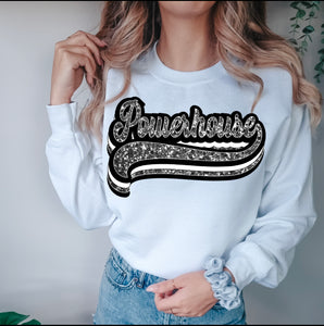 Powerhouse Faux Glitter Crewneck