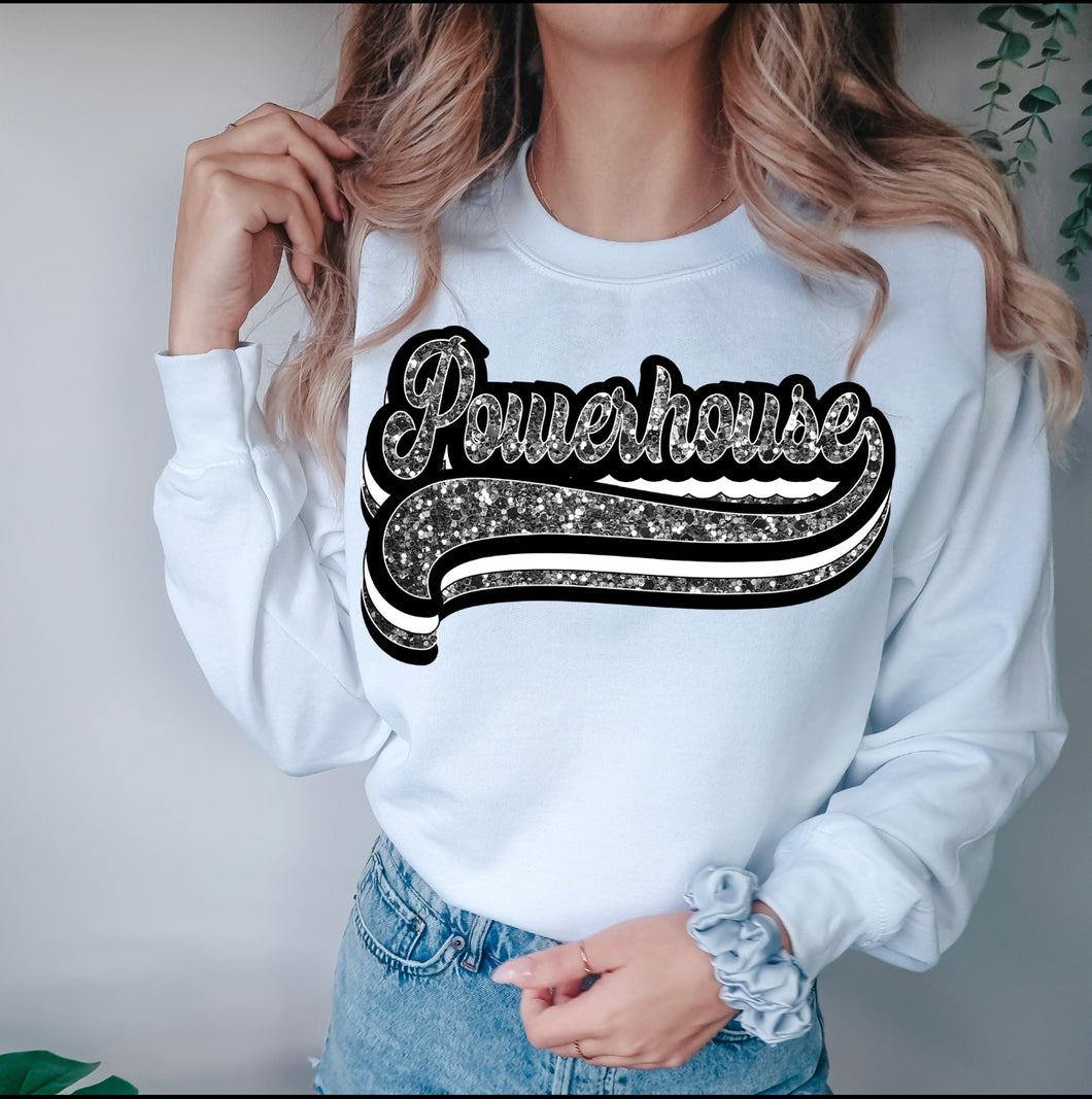 Powerhouse Faux Glitter Crewneck