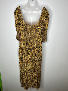 Leopard Blue Rain Womens Dress, 3XL
