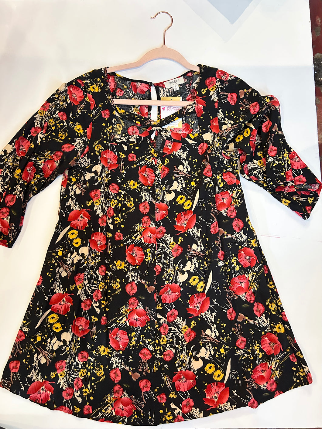 Black FLoral Umgee Womens Dress, Small