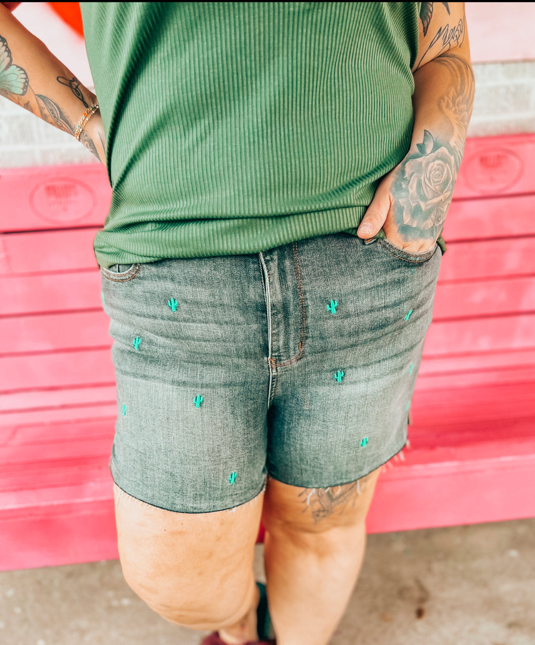 Judy Blue Cactus Shorts 150111
