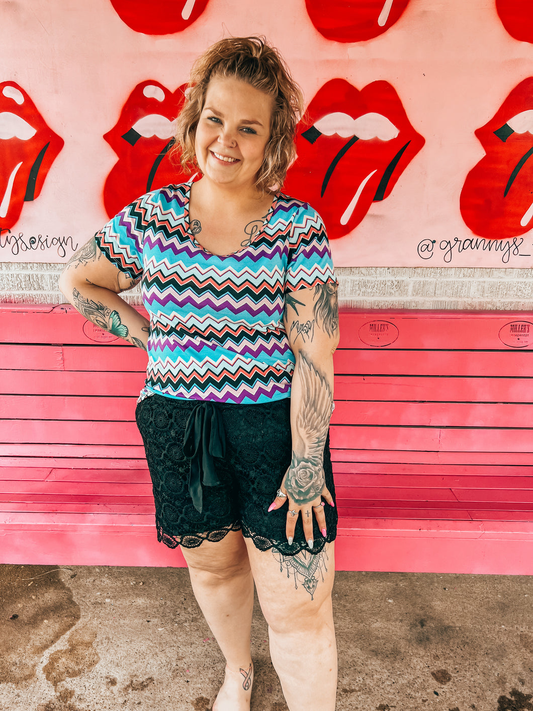 Black Lace heart soul Shorts, 2XL