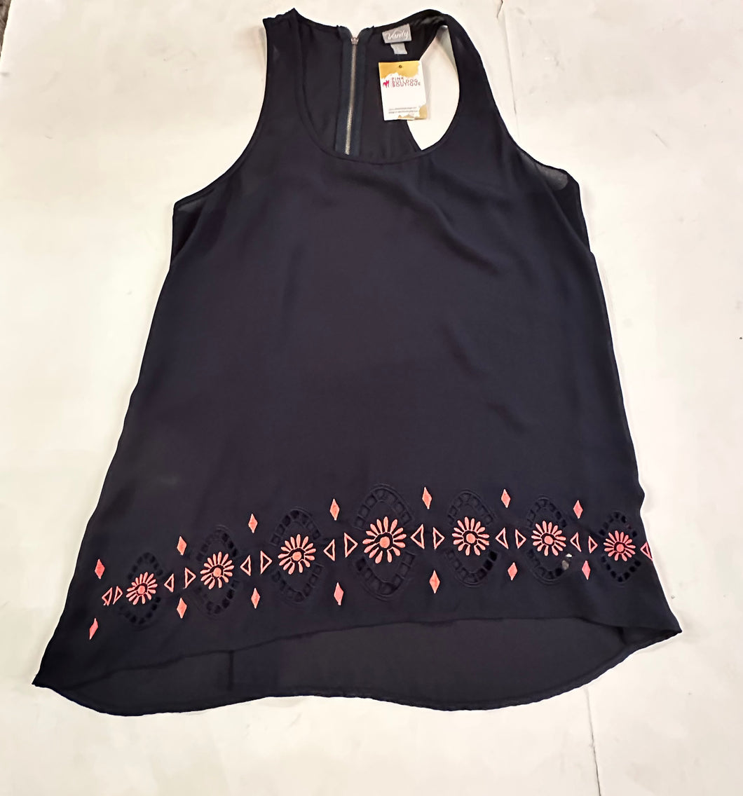 Navy vanity Womens Top, Large
