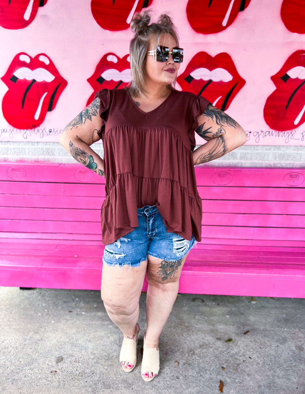 Maroon Entro Womens Top, 1XL