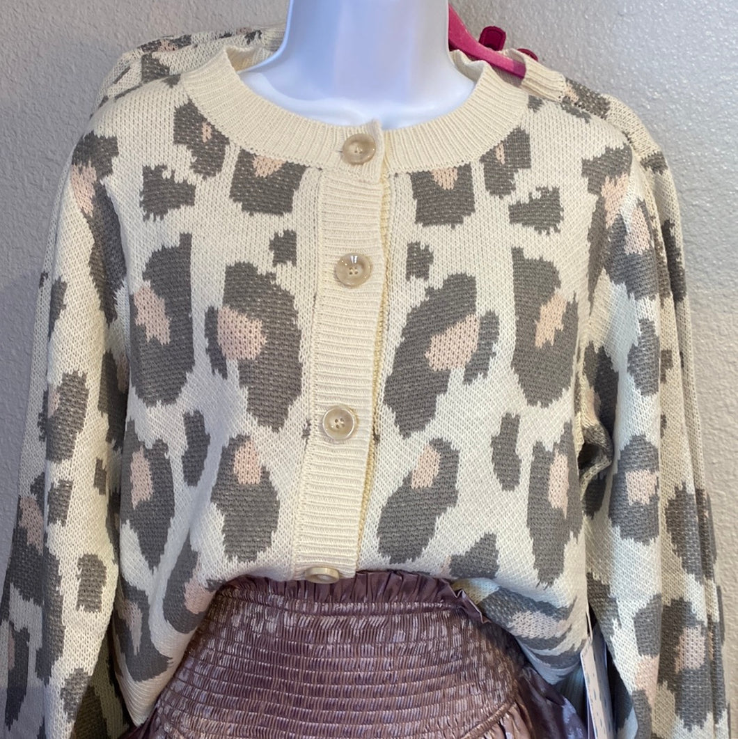 Leopard button up sweater