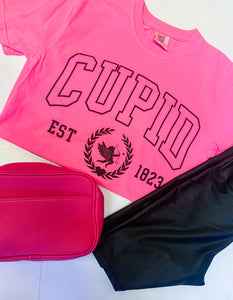 Cupid University neon pink tee