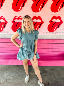 Flutter sleeve V-Neck tunic
