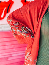 Load image into Gallery viewer, Floral Rust Pink Bulldog Kimono, One Size
