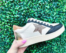 Load image into Gallery viewer, Black + Gold Star Sneakers
