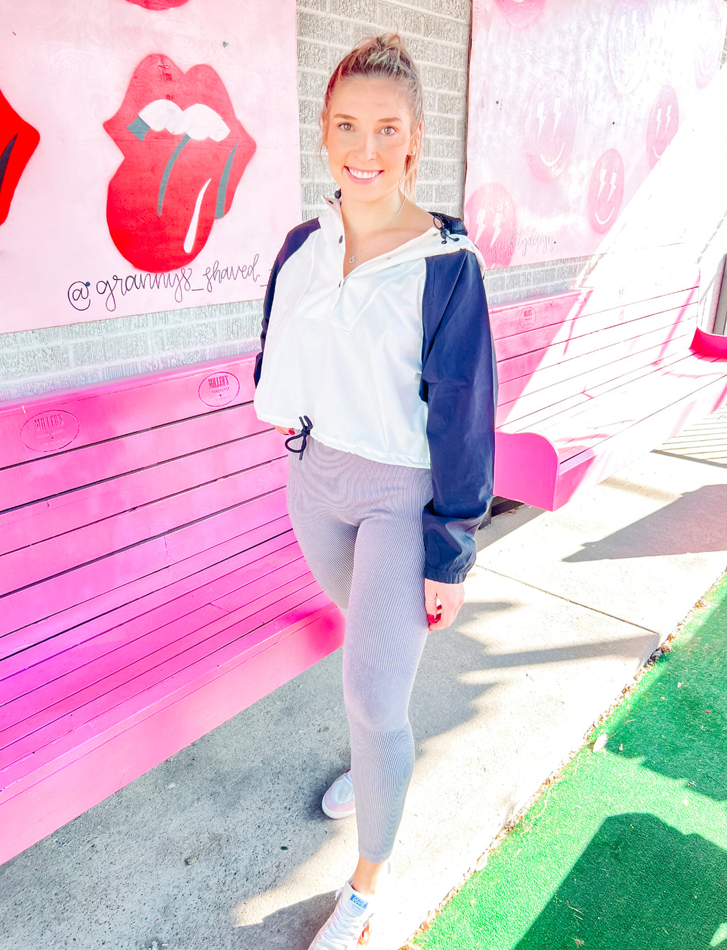 Mono B color contrast half zip