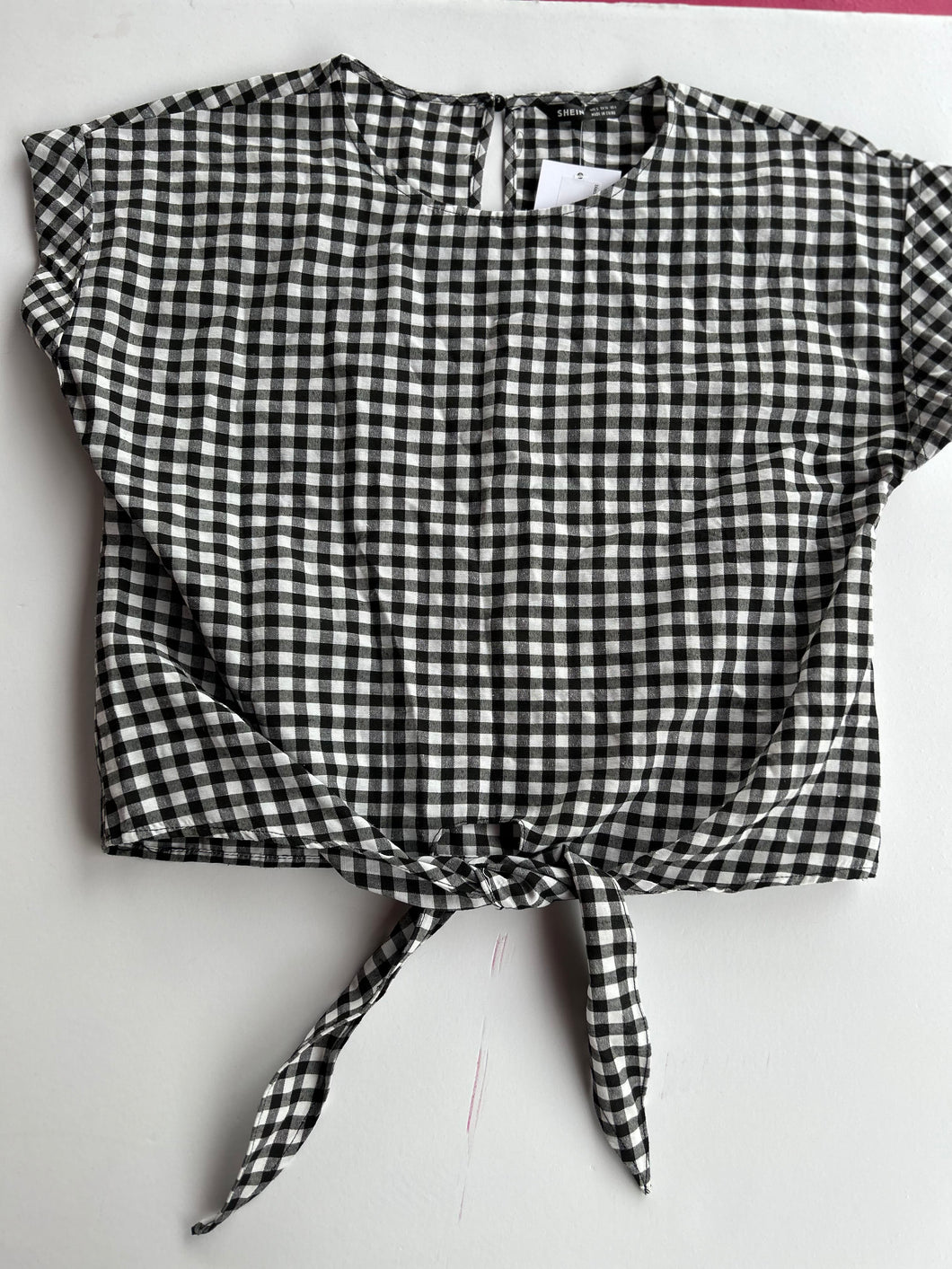 black/white check Shein Womens Top, Small