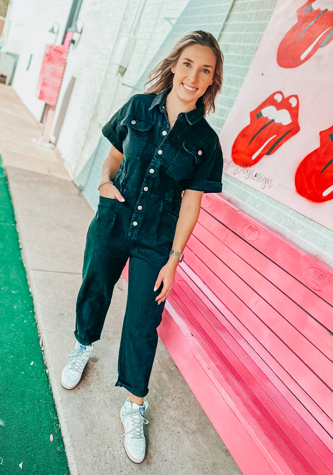 Denim cargo jumpsuit