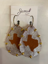Load image into Gallery viewer, Jems by Jess glitter dangle TX earrings
