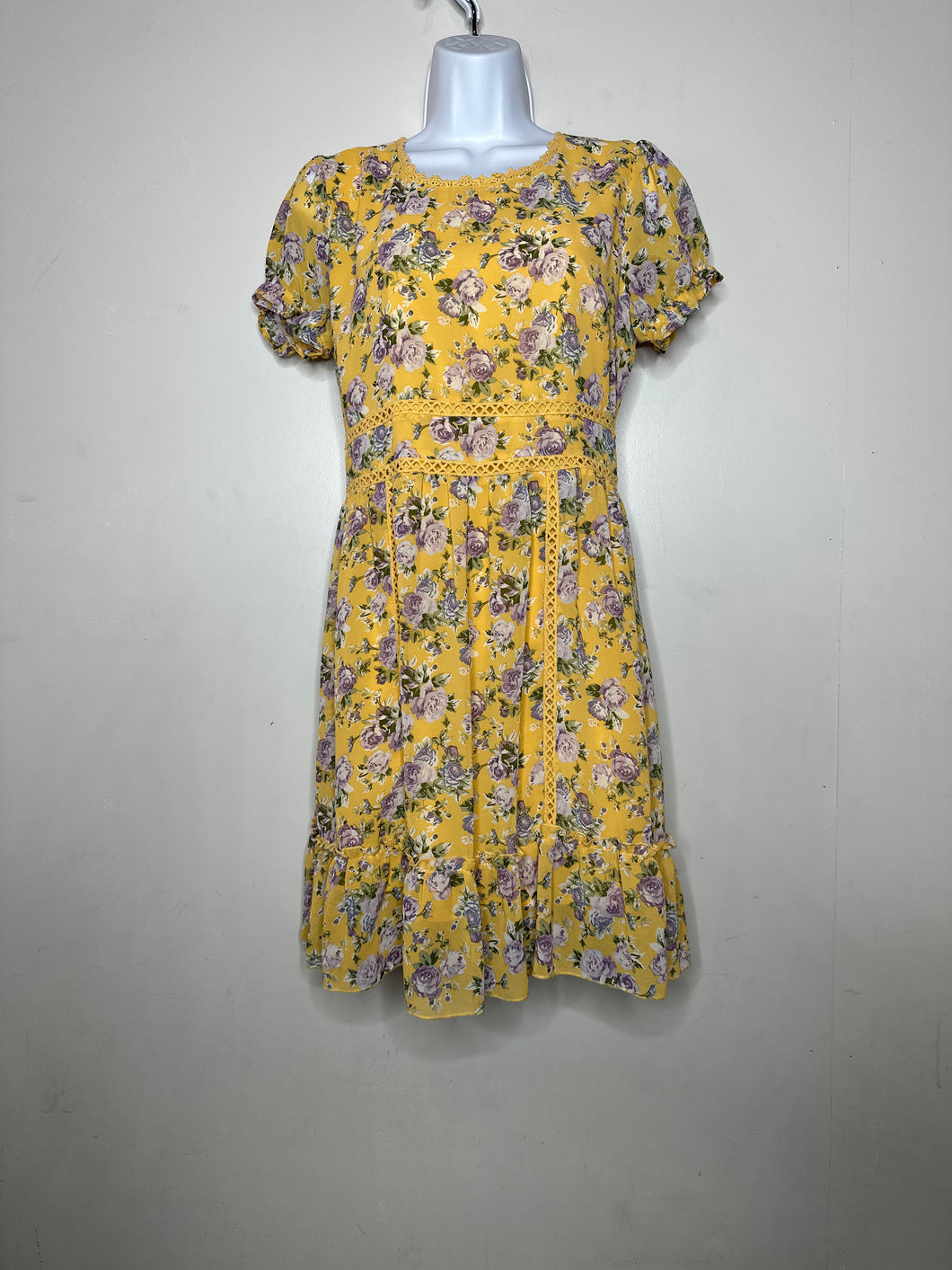 Floral Pink Bulldog Womens Dress, XS