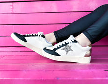 Load image into Gallery viewer, Black + Gold Star Sneakers
