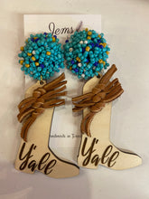 Load image into Gallery viewer, Jems by jess y’all beaded stud boot earrings
