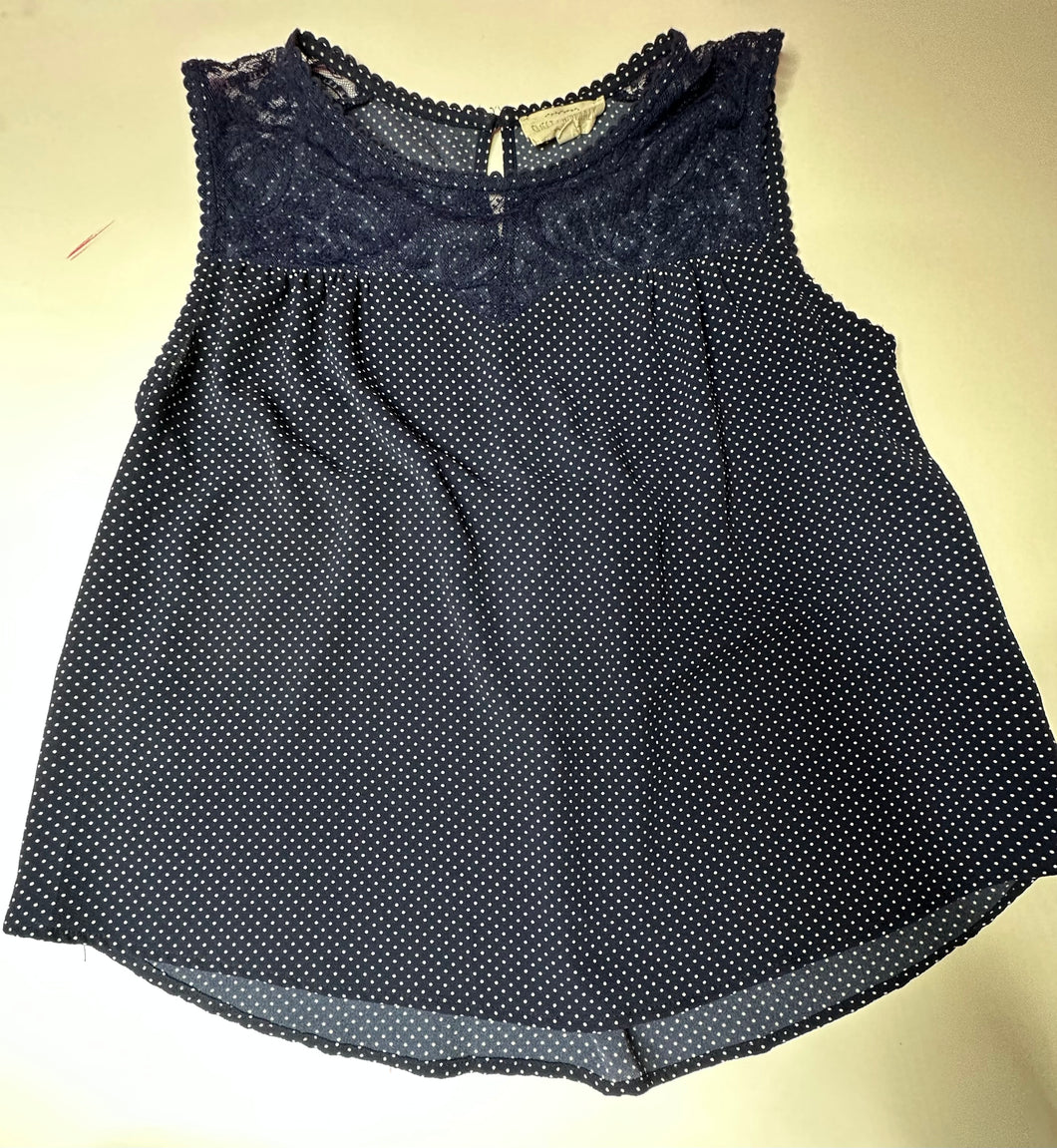 Navy Polka Dots Sweet Wander Womens Top, Large