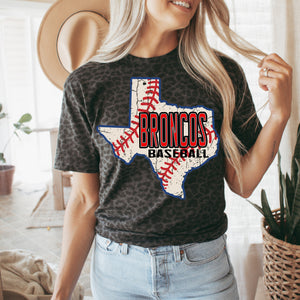 Baseball Texas Black Leopard Tee