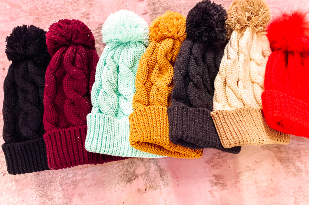 Cable knit beanie