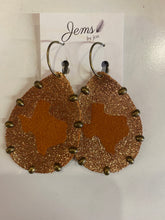 Load image into Gallery viewer, Jems by Jess glitter dangle TX earrings
