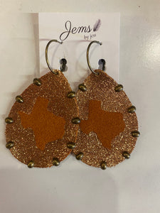 Jems by Jess glitter dangle TX earrings