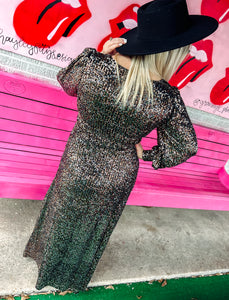Black + Gold Sequin Maxi Dress