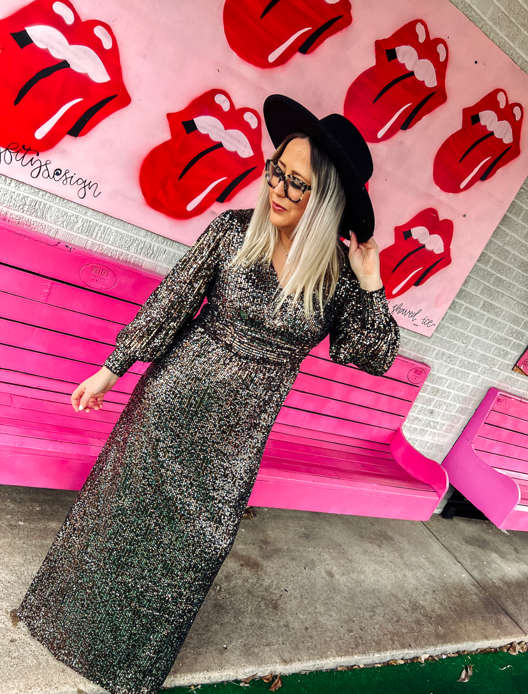 Black + Gold Sequin Maxi Dress