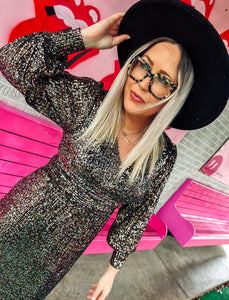 Black + Gold Sequin Maxi Dress