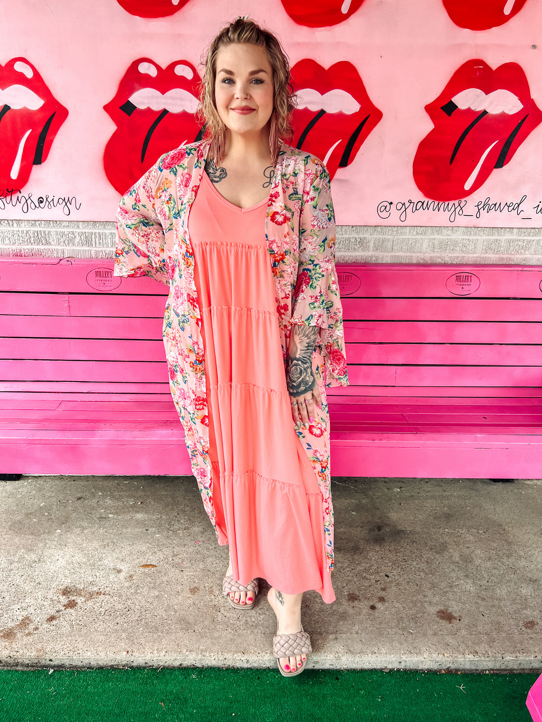 Floral full length kimono