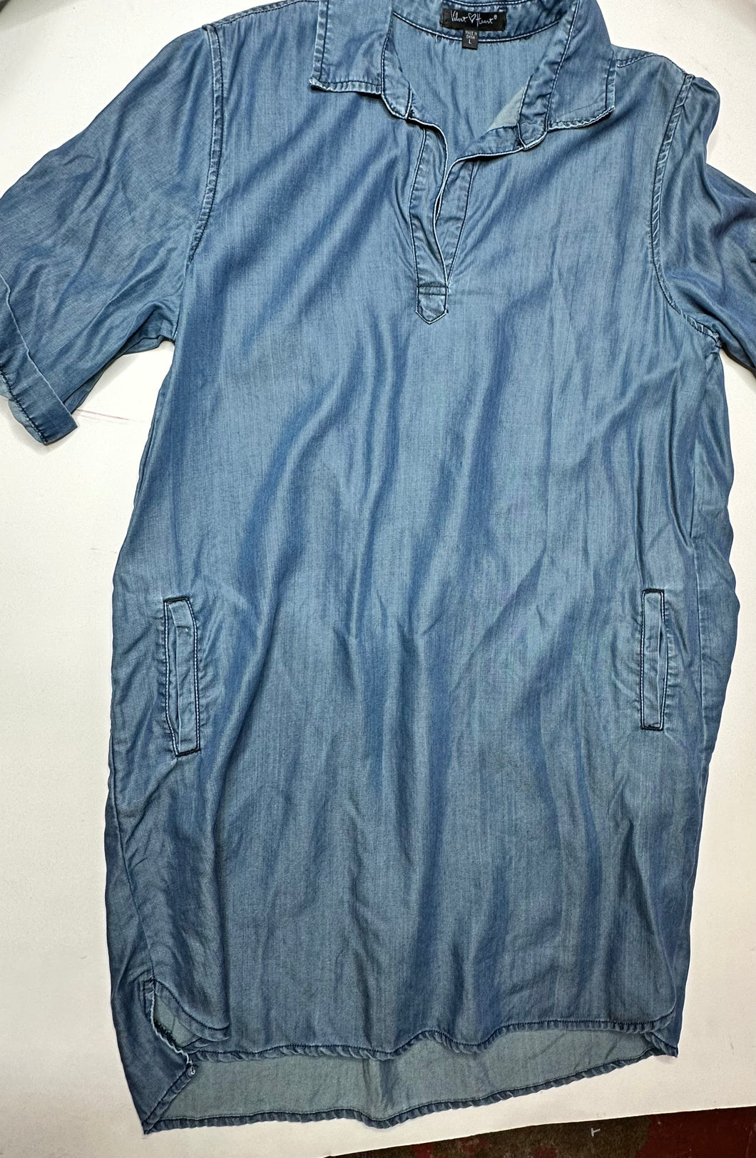 Denim velvet heart Womens Dress, Large