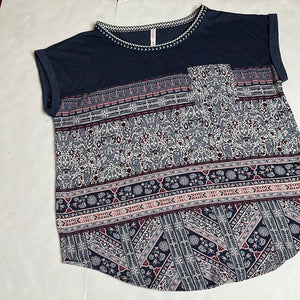 navy paisley Xhilaration Womens Top, Medium