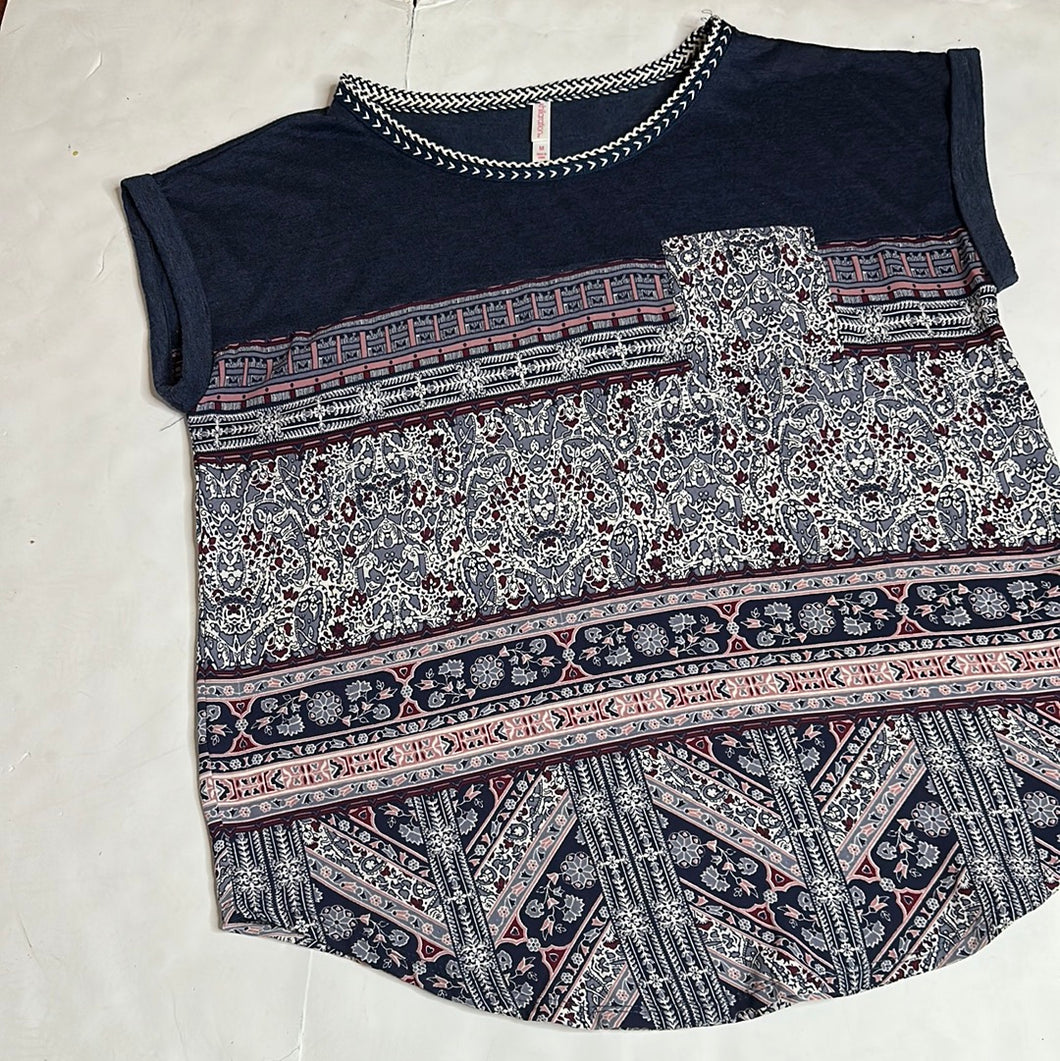 navy paisley Xhilaration Womens Top, Medium