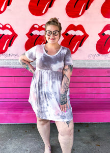 Gray Pink tie dye Jodifel Womens Dress, Large