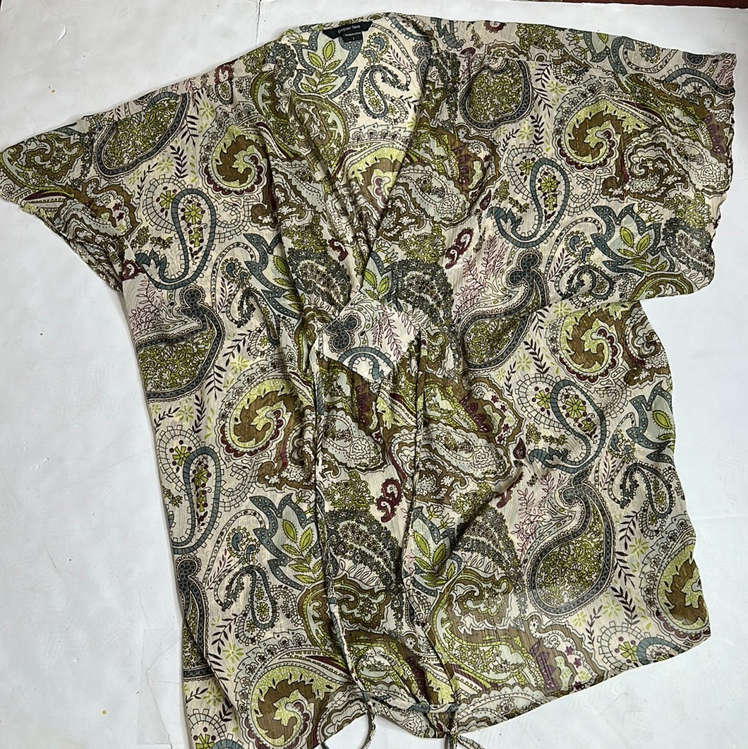 Green Paisley Paper Tree Womens Top, Large