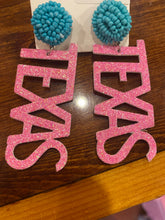 Load image into Gallery viewer, Glitter Texas dangles with beaded studs
