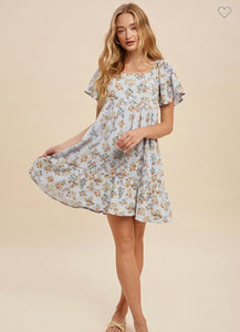 Floral Gauze Mini Dress