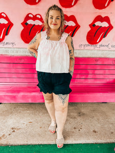 Pink mineral wash ruffle sleeveless top