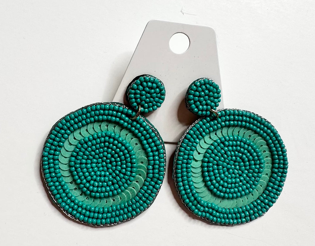 Turquoise beaded Pink Bulldog Earrings
