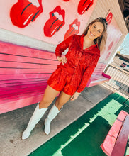 Load image into Gallery viewer, Red sequin fringe button up
