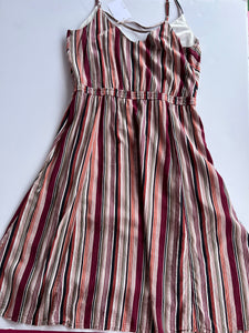 Maroon stripe Pink Bulldog Womens Dress, Large
