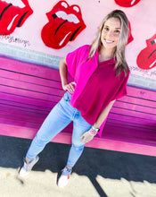 Load image into Gallery viewer, Button down color block high low
