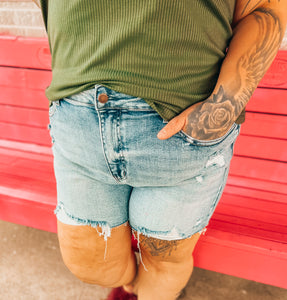 Judy Blue Hi-Rise destroyed shorts 150074