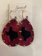 Load image into Gallery viewer, Jems by Jess glitter dangle TX earrings
