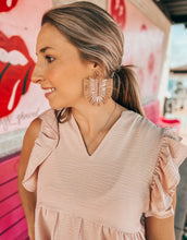 Load image into Gallery viewer, Raffia beaded half moon earrings
