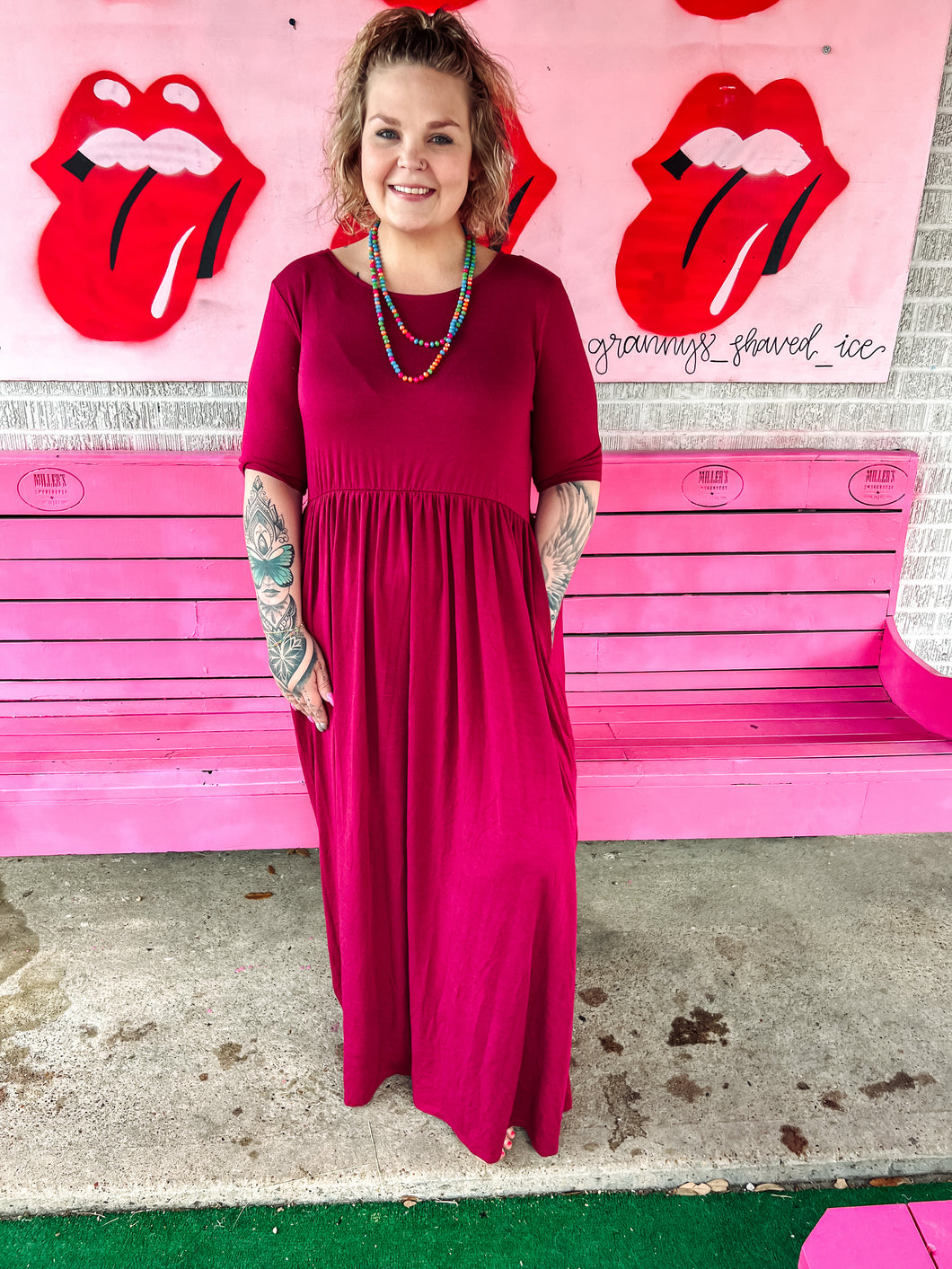 Maroon Zenana Womens Dress, 2XL