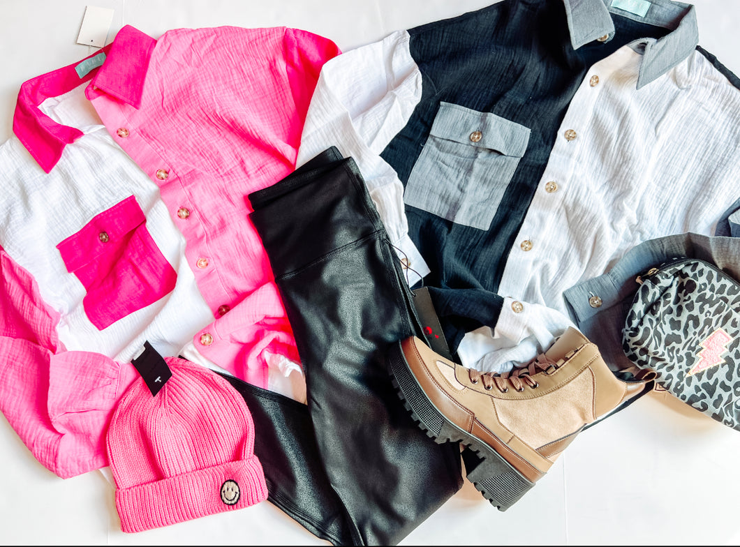 Carrie Colorblock Button up